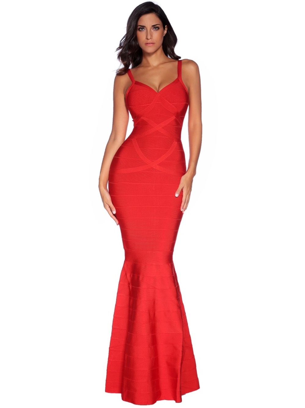 Meilun Womens Maxi Bandage Dress Fishtail Bodycon Formal 95% Polyester Size M